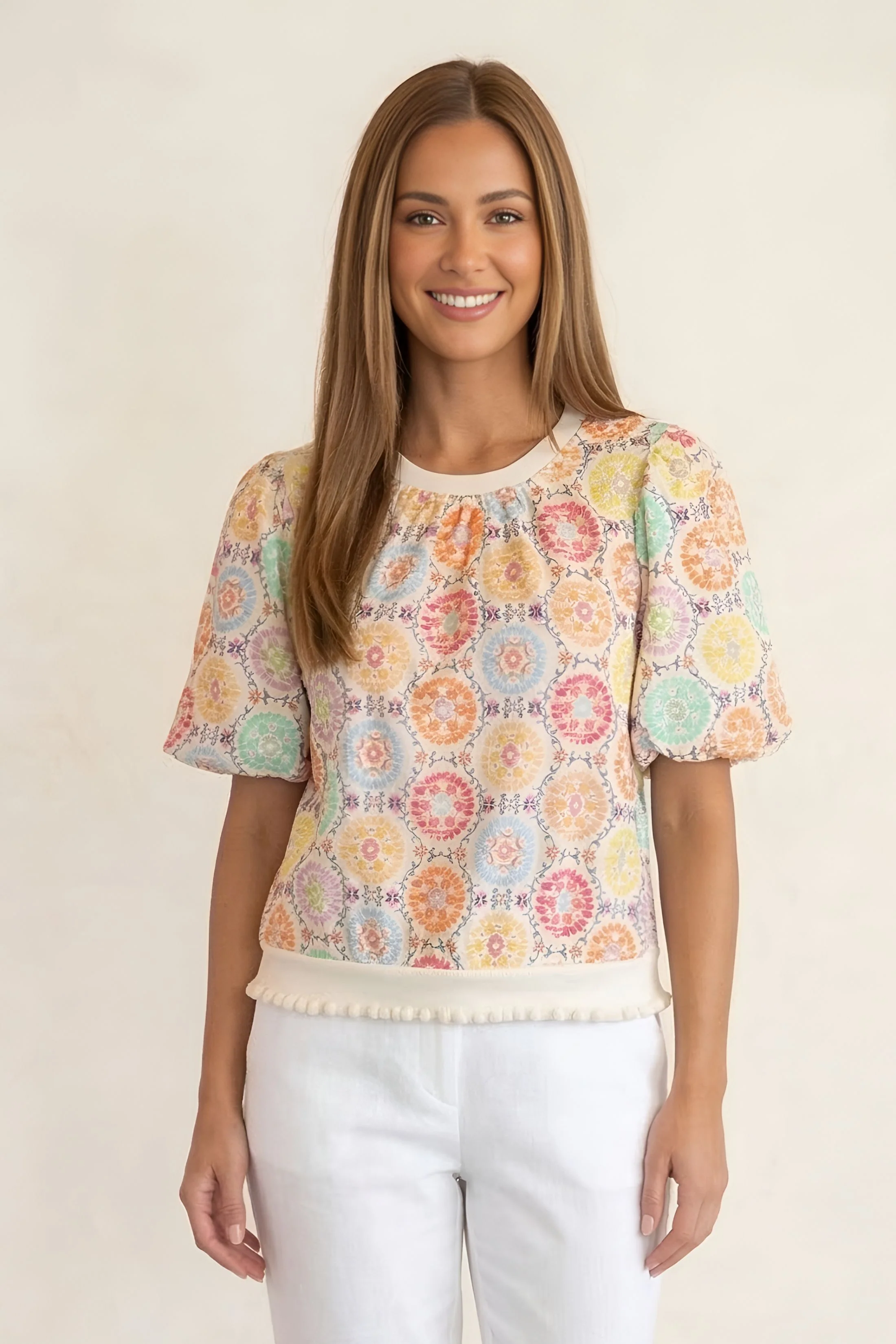 Image of Sasha Multi Colored Embroidery Top