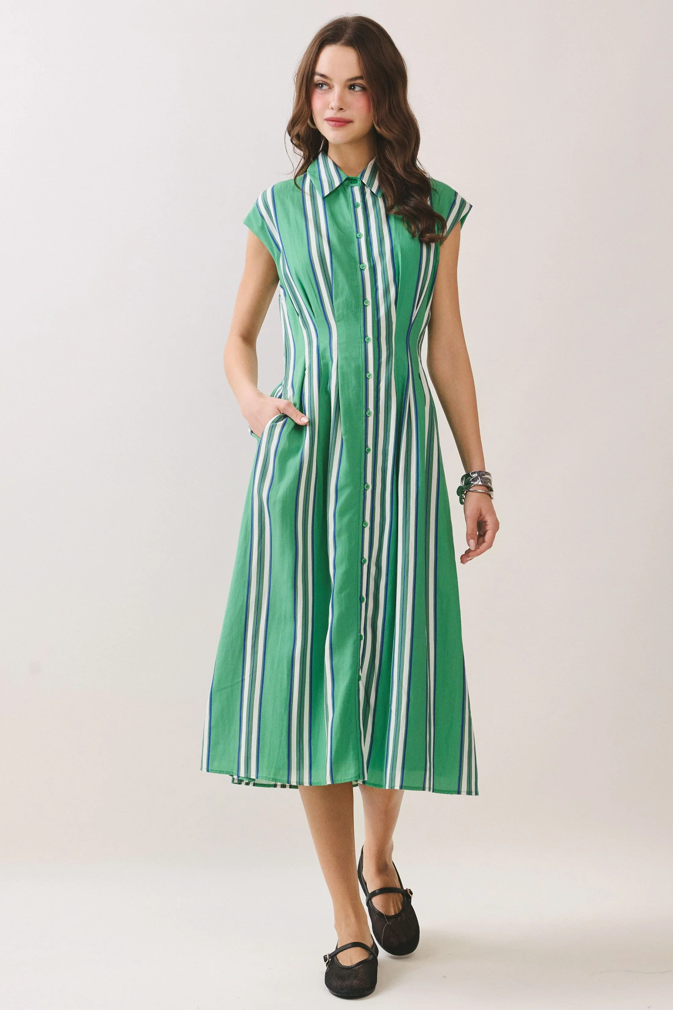 Image of Georgia Striped Midi Dress