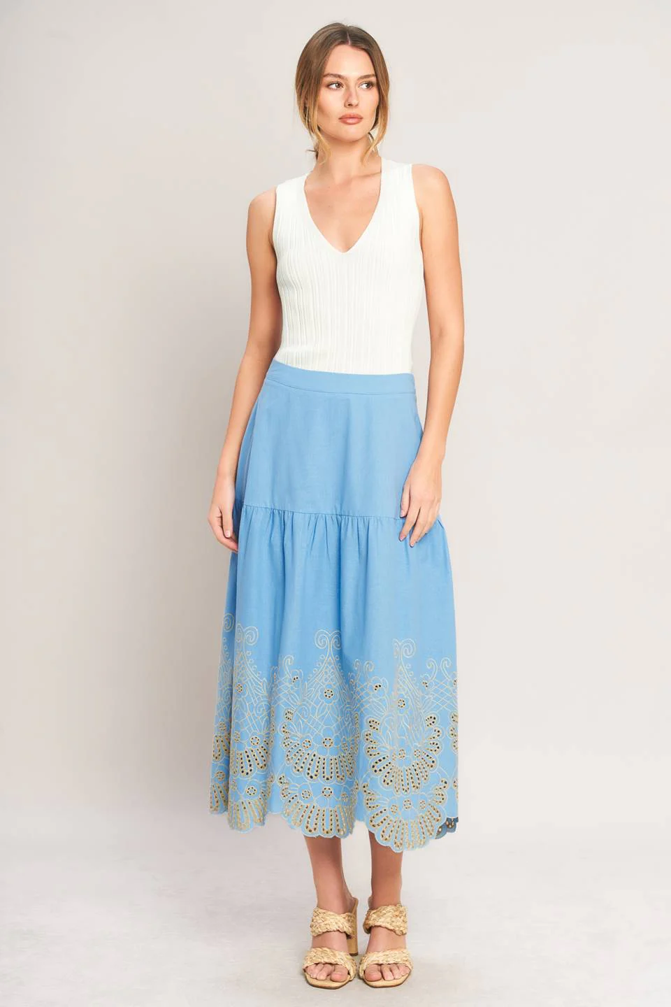 Image of Birdie Embroidery Maxi Skirt