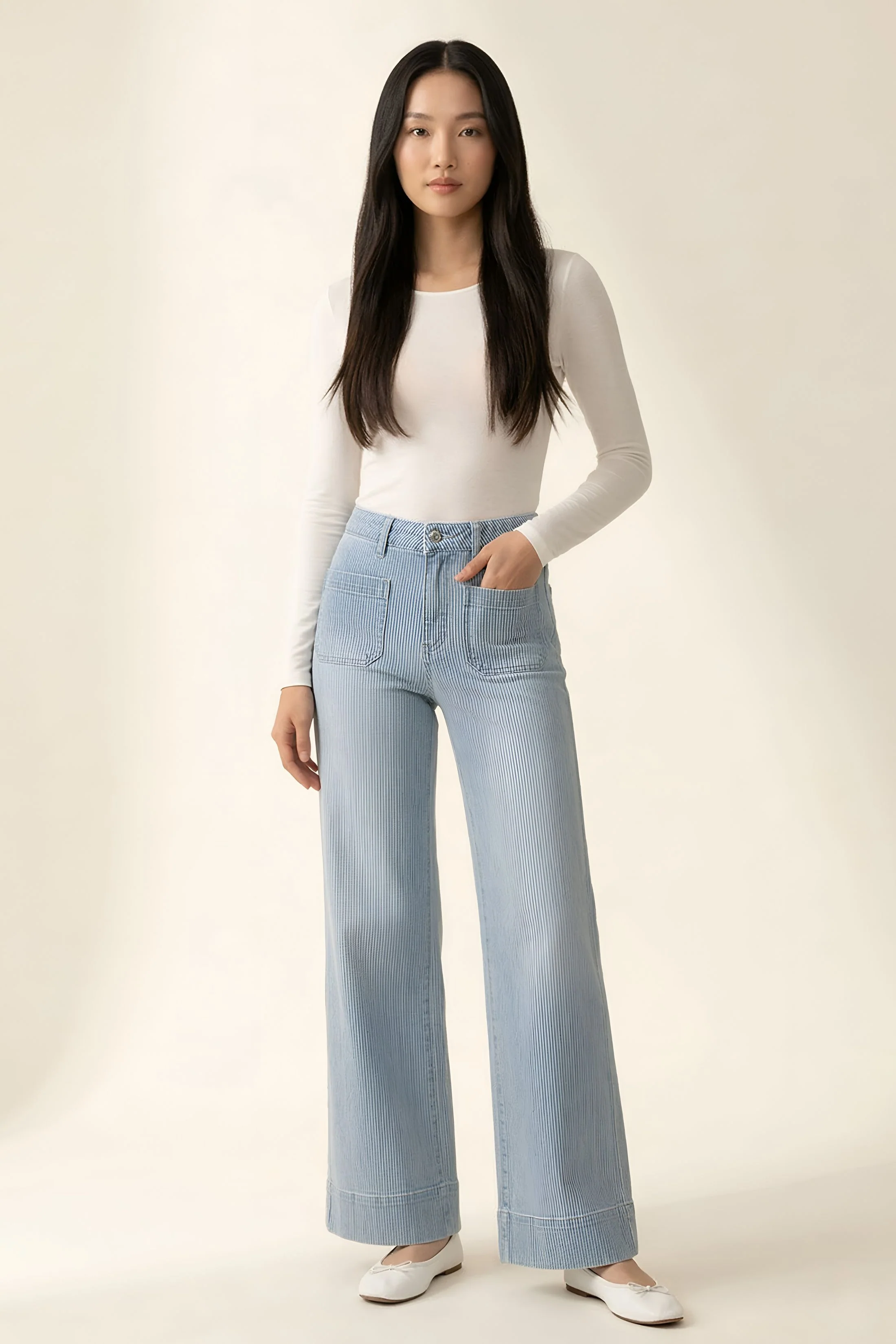 Image of Sam High Rise Striped Trouser