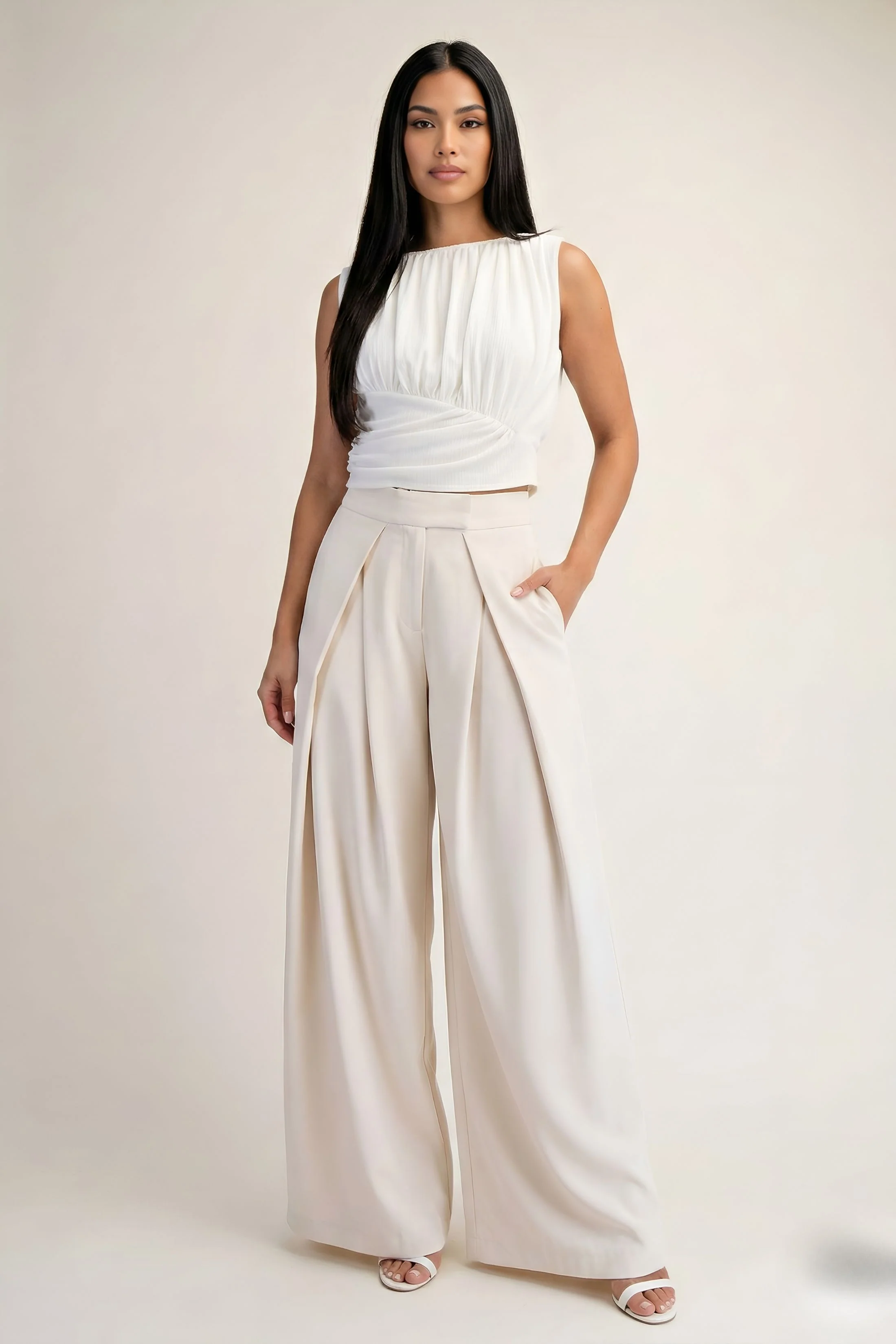 Image of Allison Pleated Wide Leg Pants