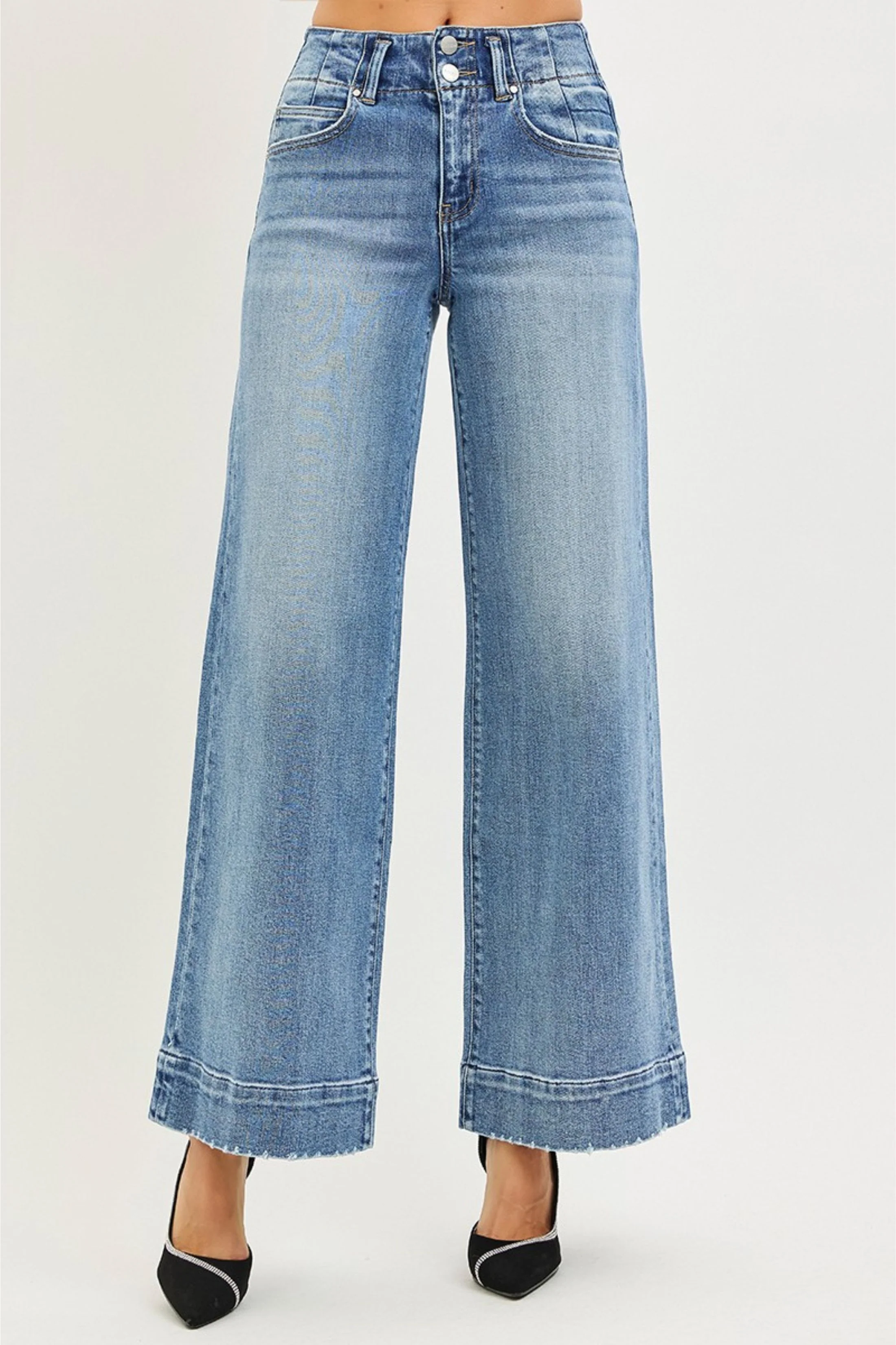 Image of Rae Wide Seam Detail Jeans