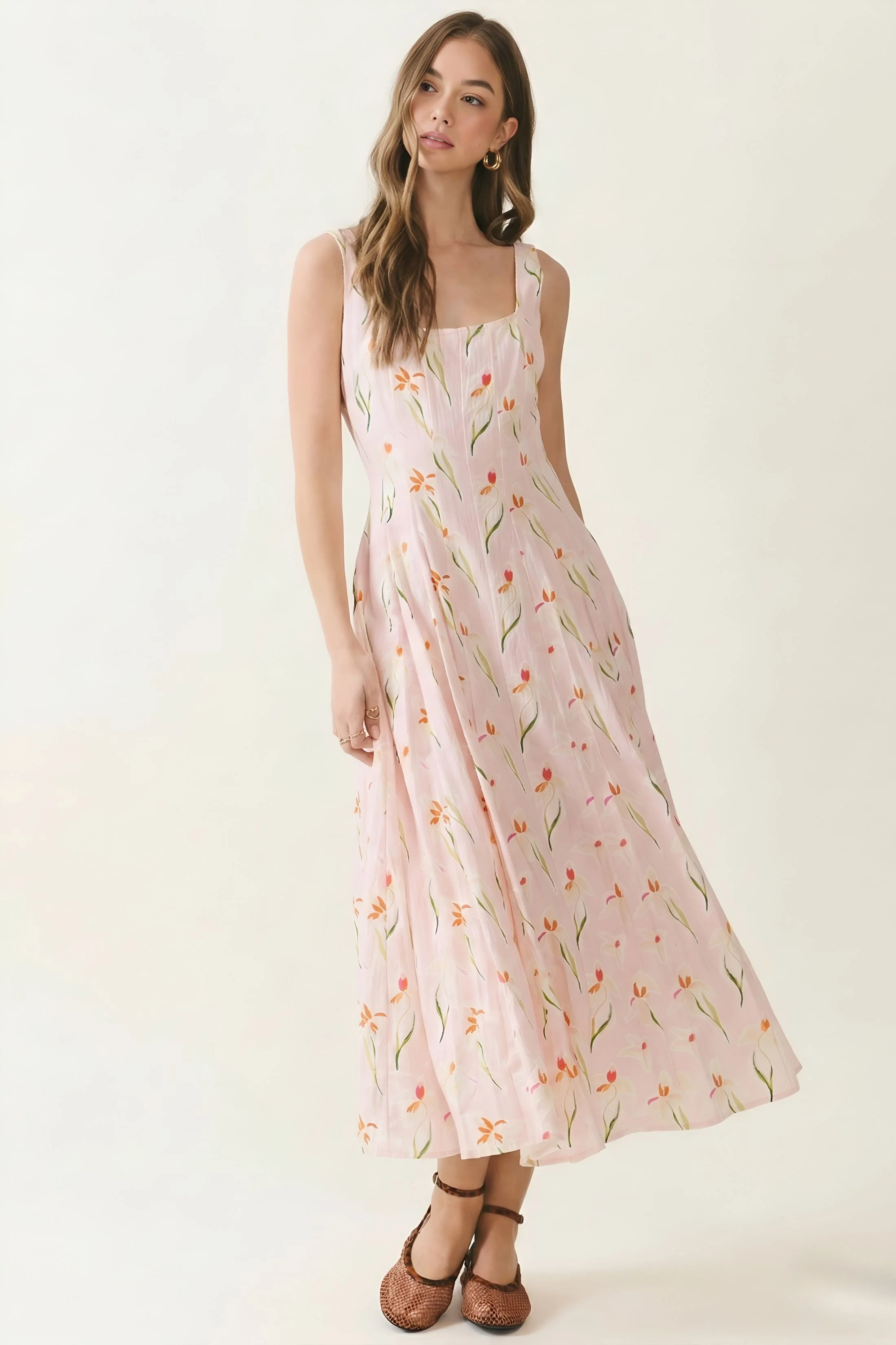 Image of Lucy Floral Detail Midi Dress