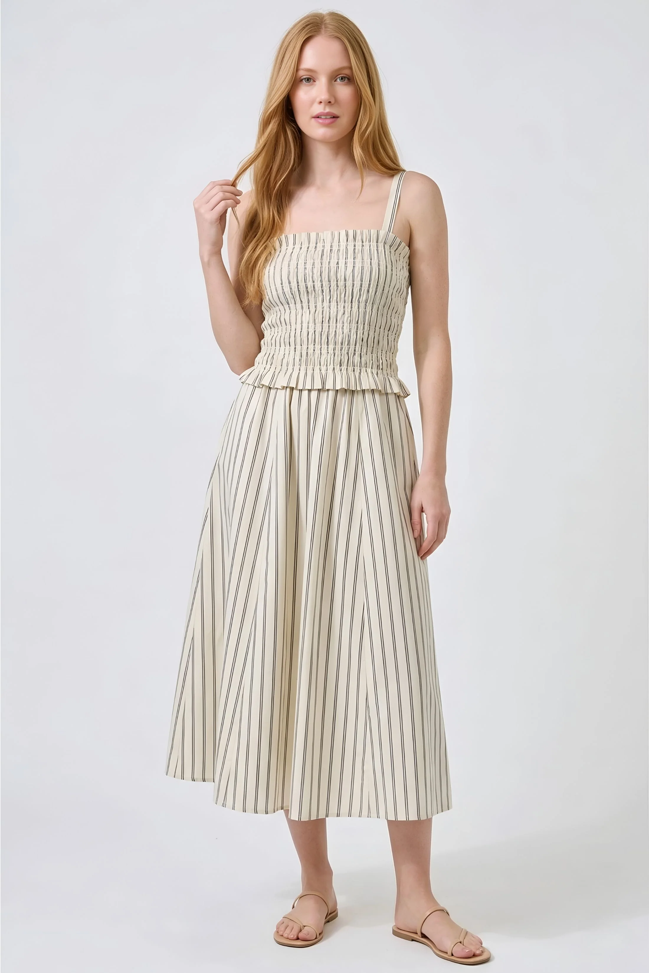 Image of Belle Striped Midi Dress