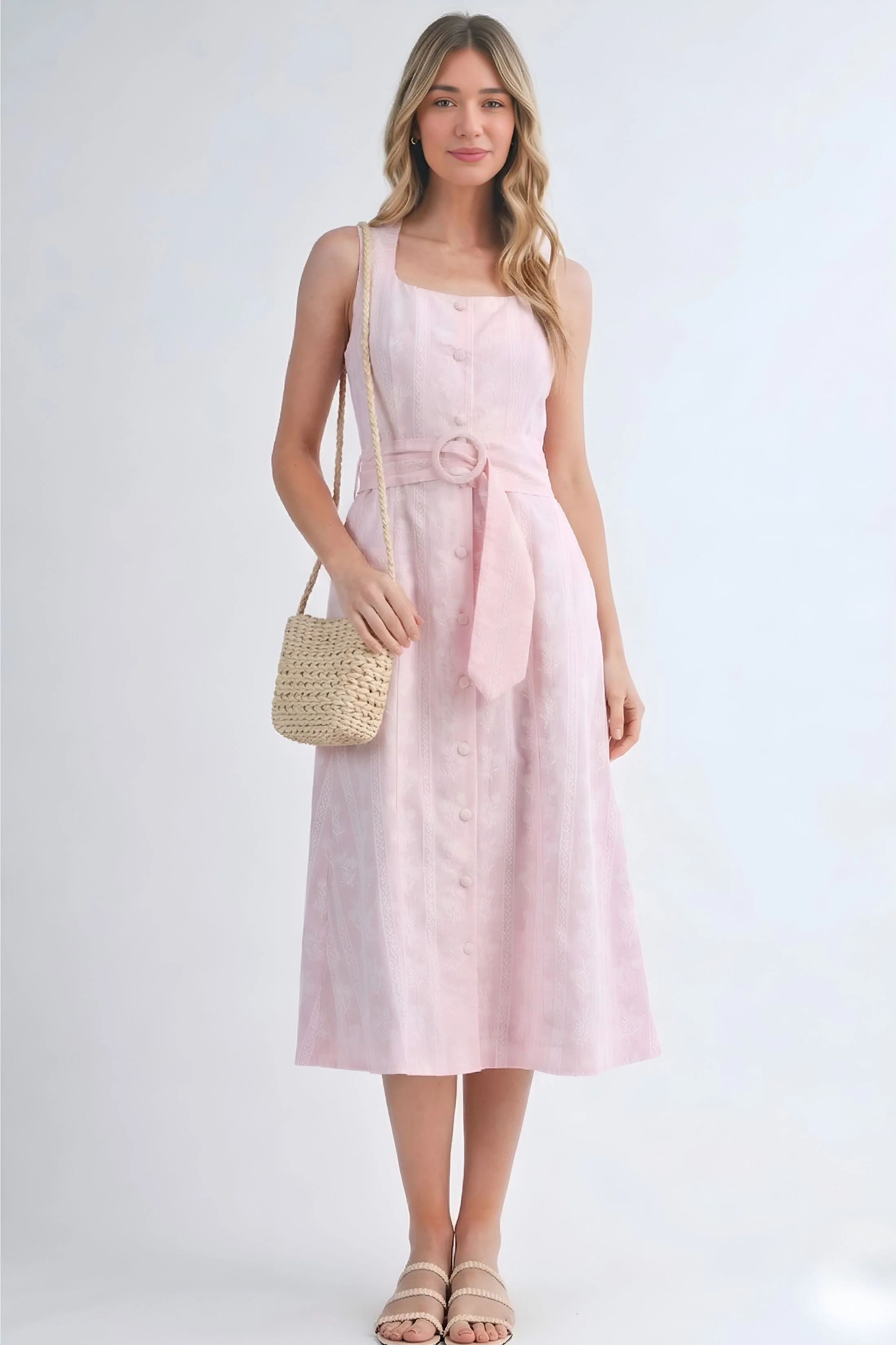 Image of Ginger Sleeveless Front Button Dress