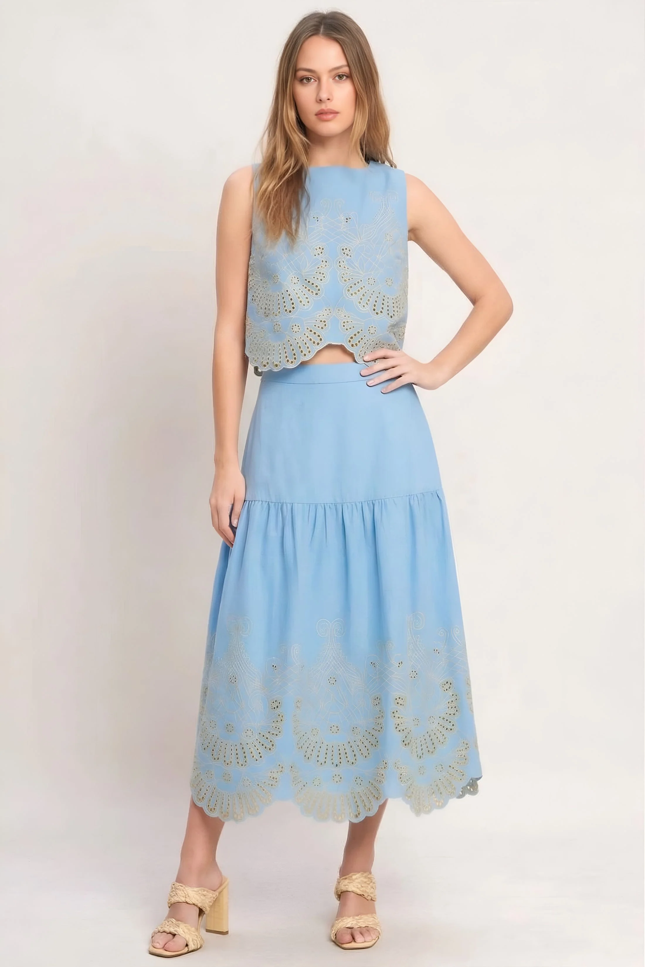 Image of Birdie Embroidery Maxi Skirt