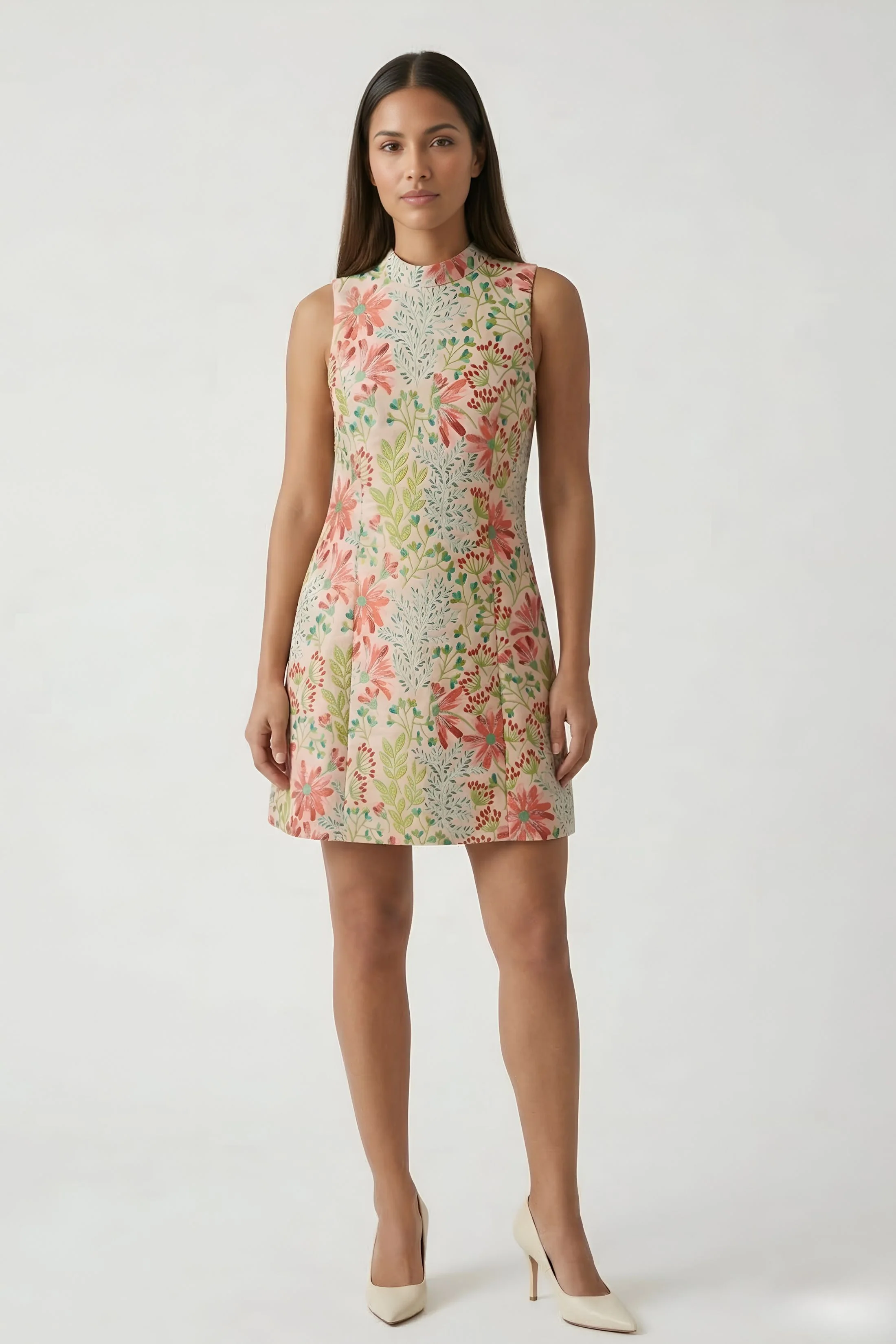 Image of Olivia Mock Neck Jacquard Mini Dress