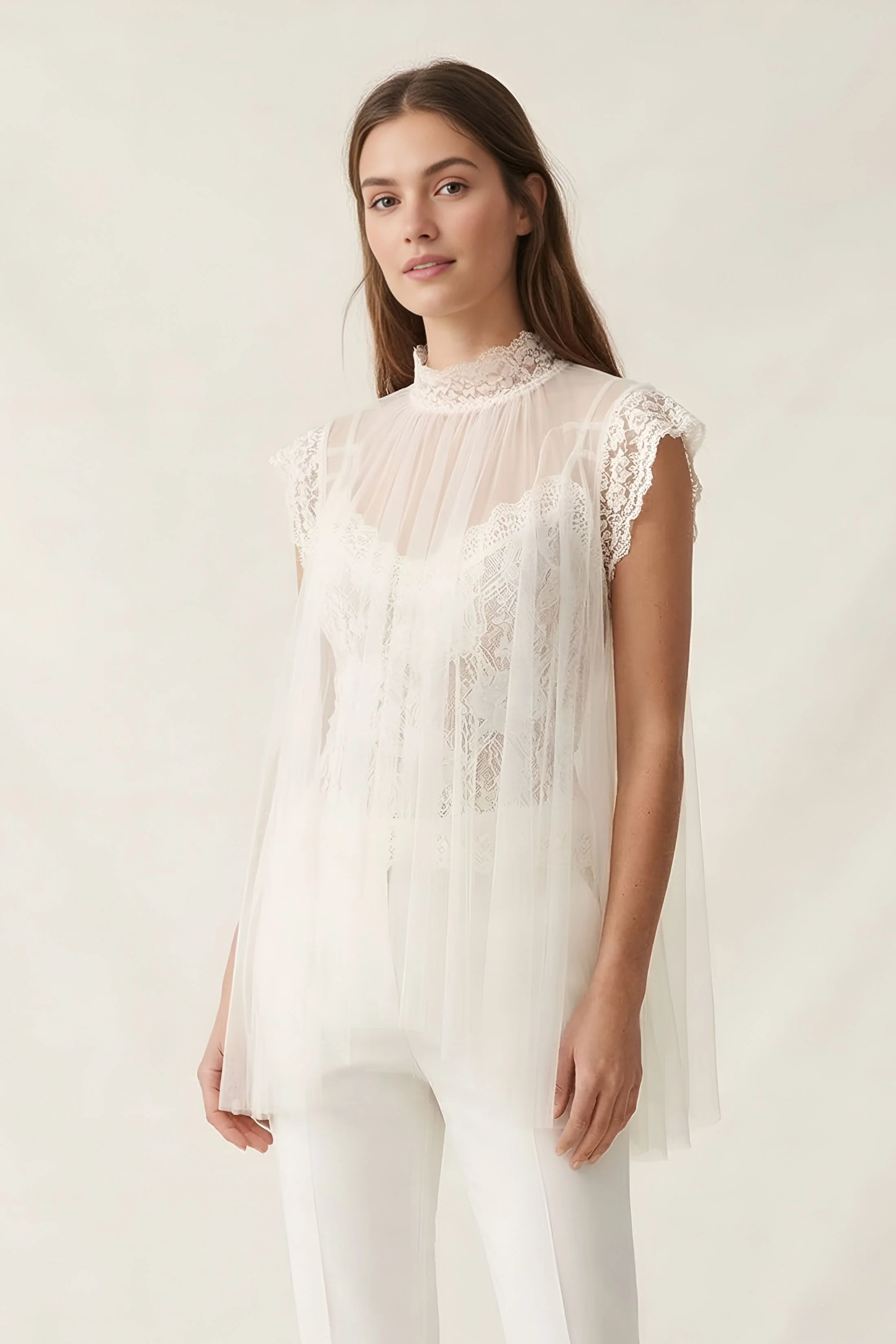 Image of Samia Mesh Overly Lace Top