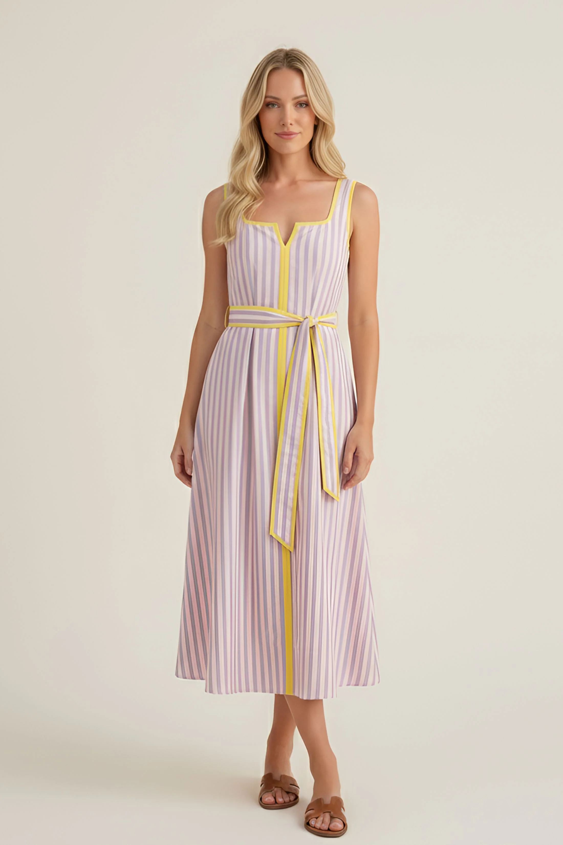 Image of Remi Sleeveless Striped Midi Dress