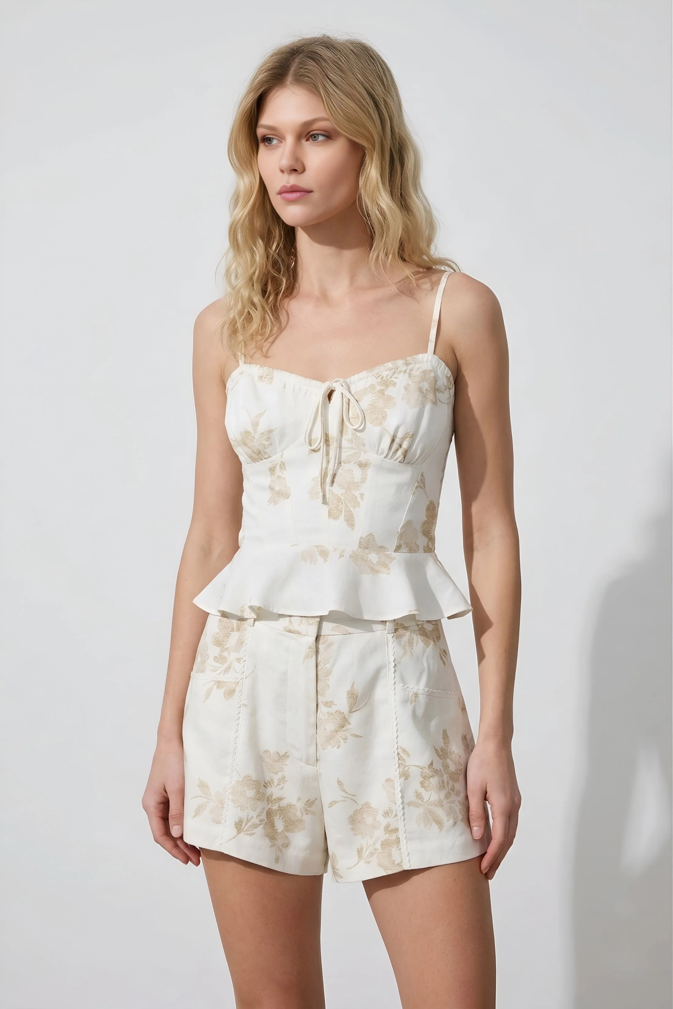 Image of Tilly Peplum Spaghetti Strap Top