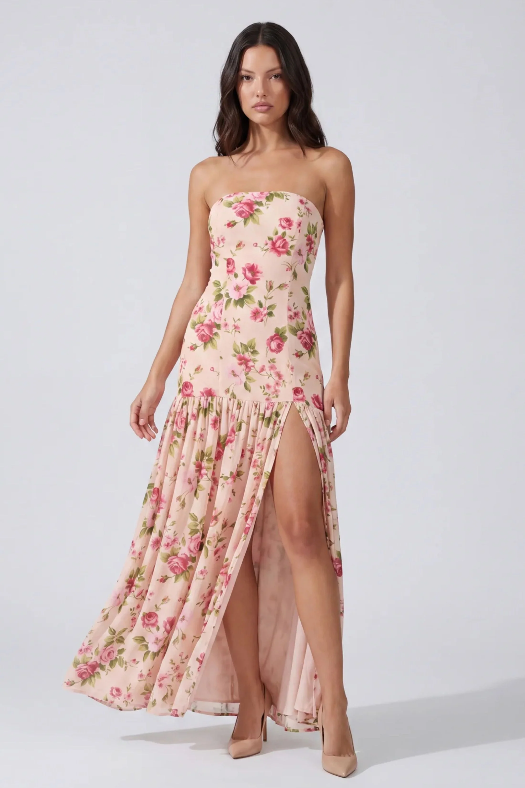 Image of Cleo Strapless Drop Waist Maxi Dress
