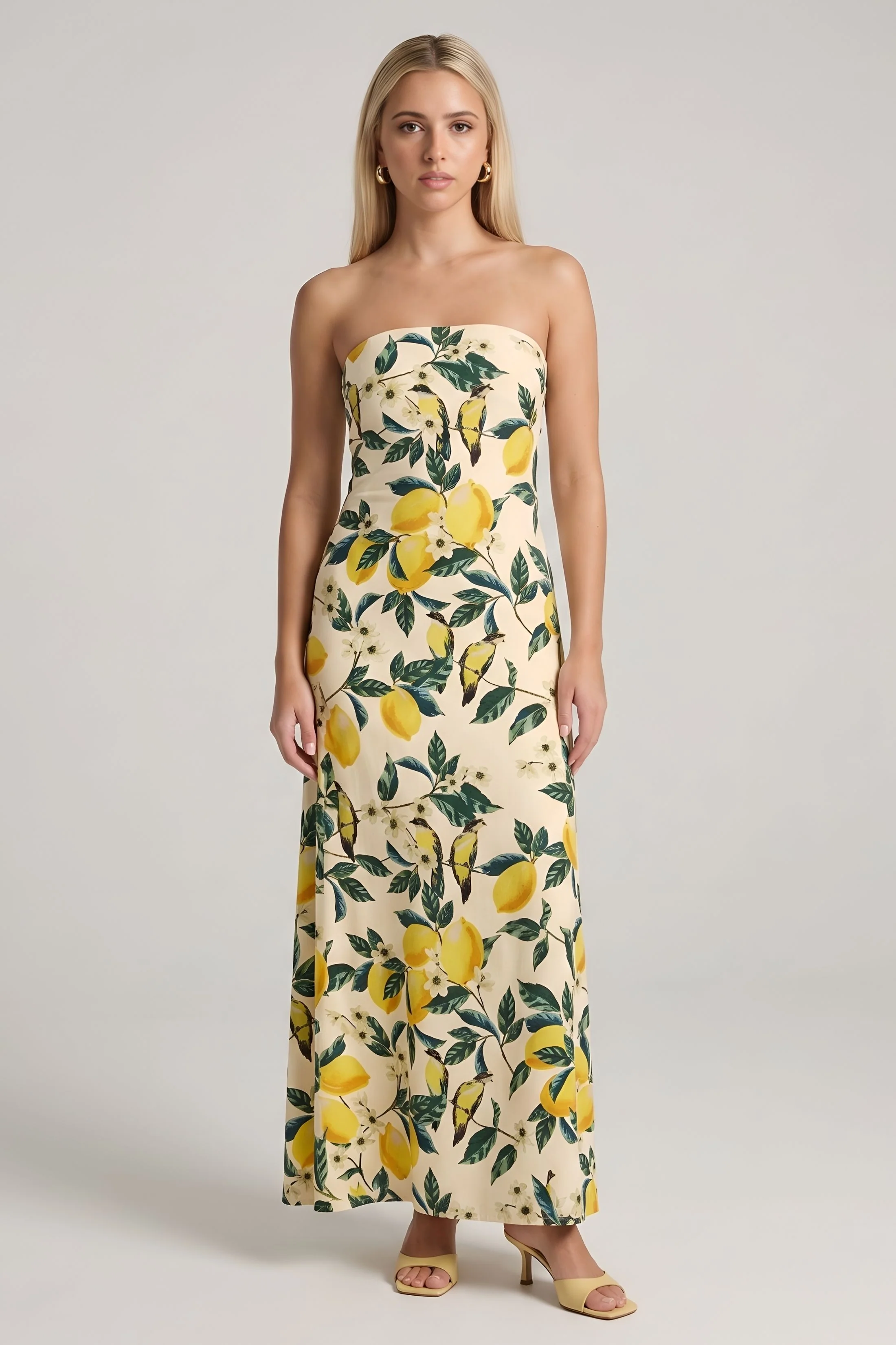 Image of Zahra Lemon Garden Maxi Dress
