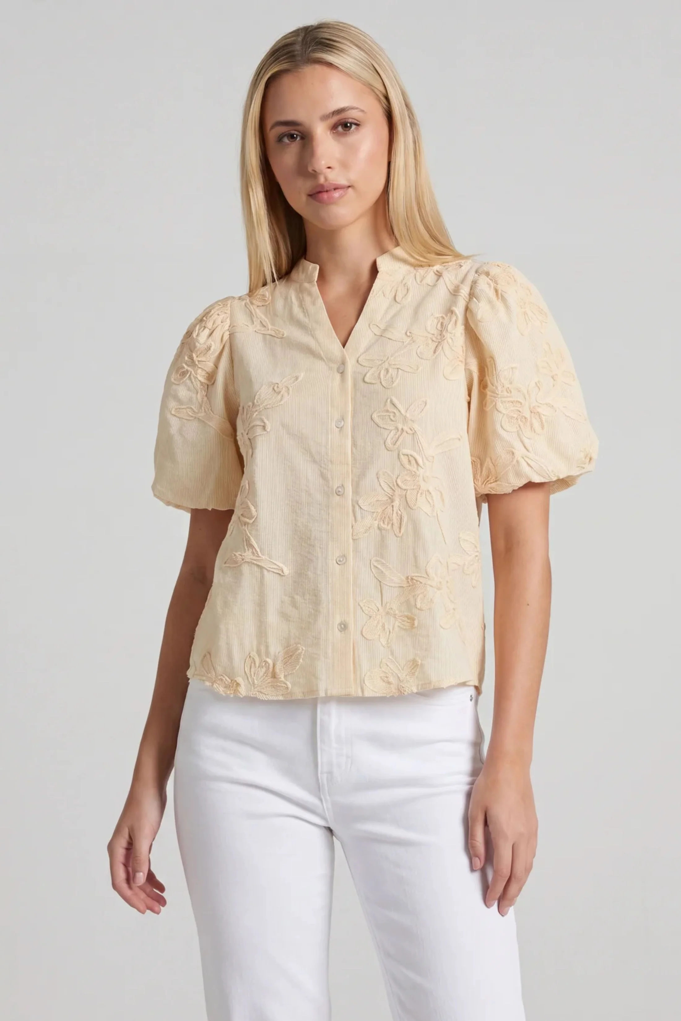 Image of Mays Embroidery Puff Sleeve Blouse