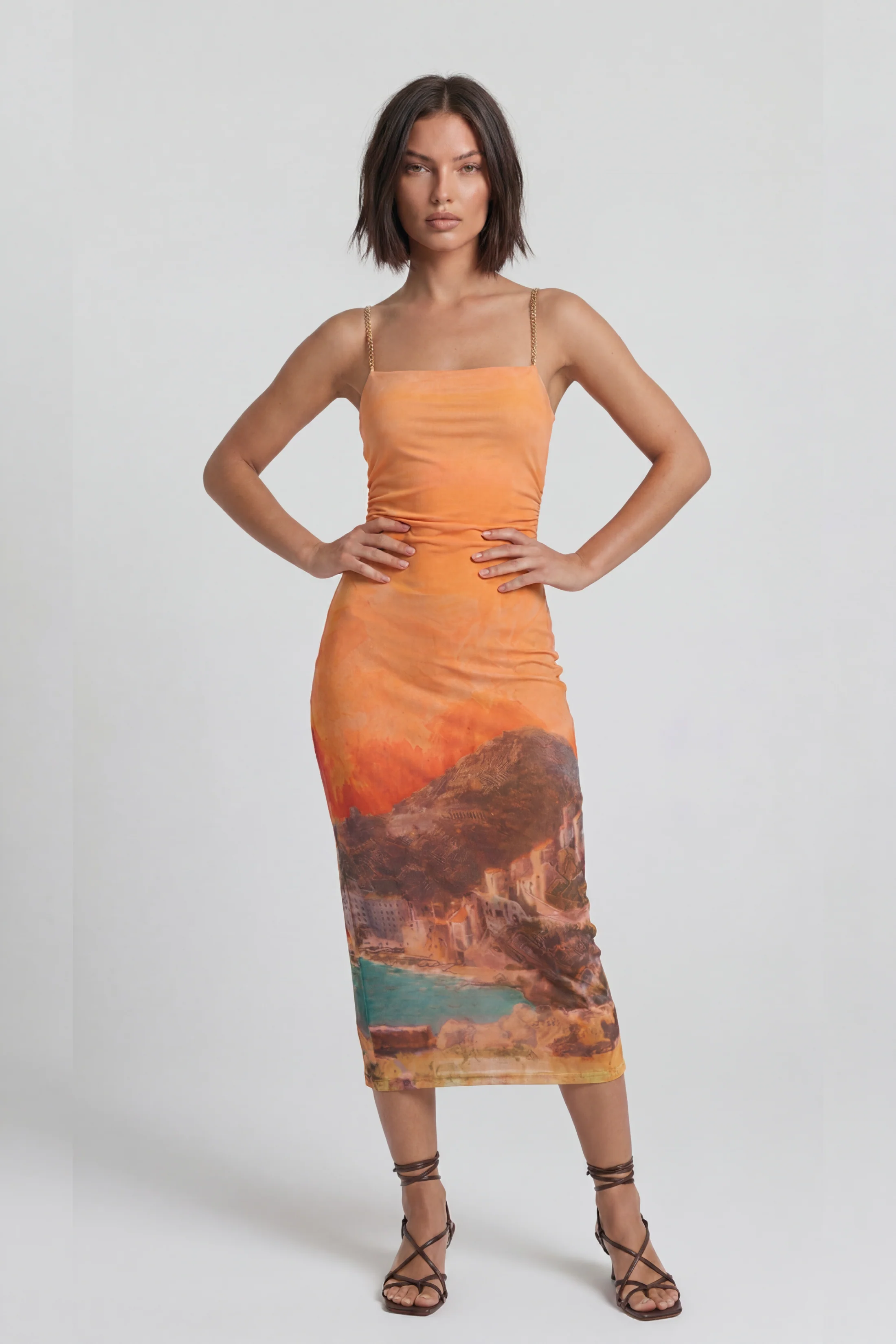 Image of Brooklyn Printed Square Neck Dress