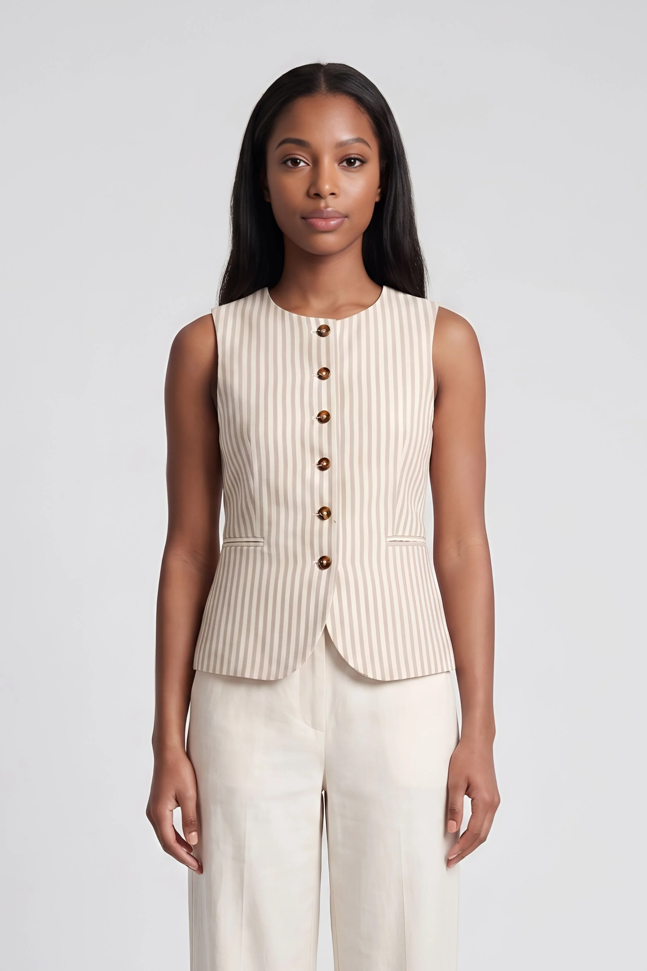 Image of Baron Button Up Sleeveless Top