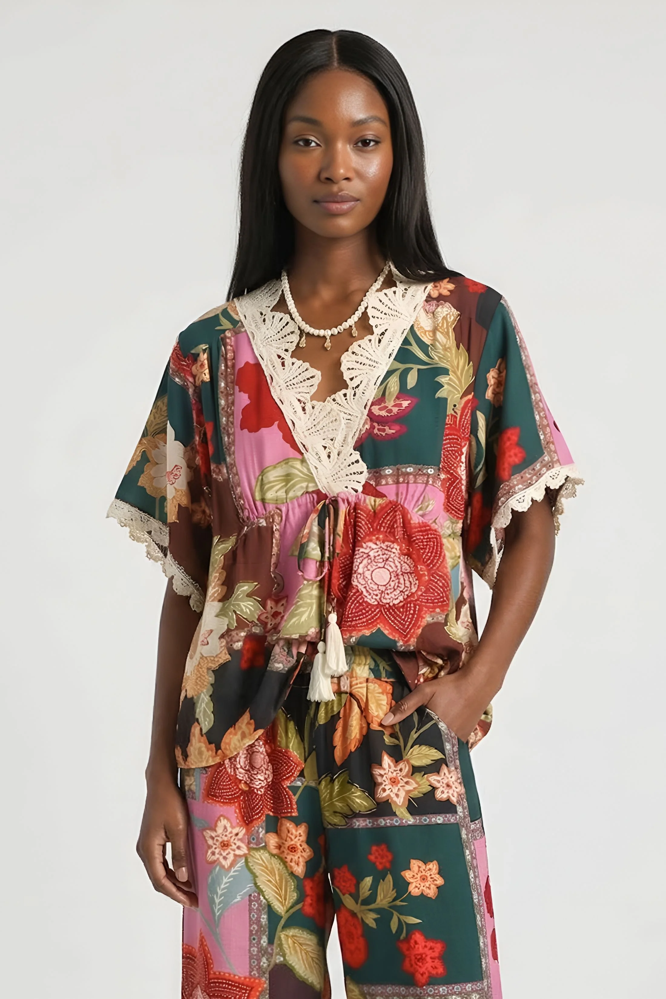 Image of Fleming Patchwork Print Top