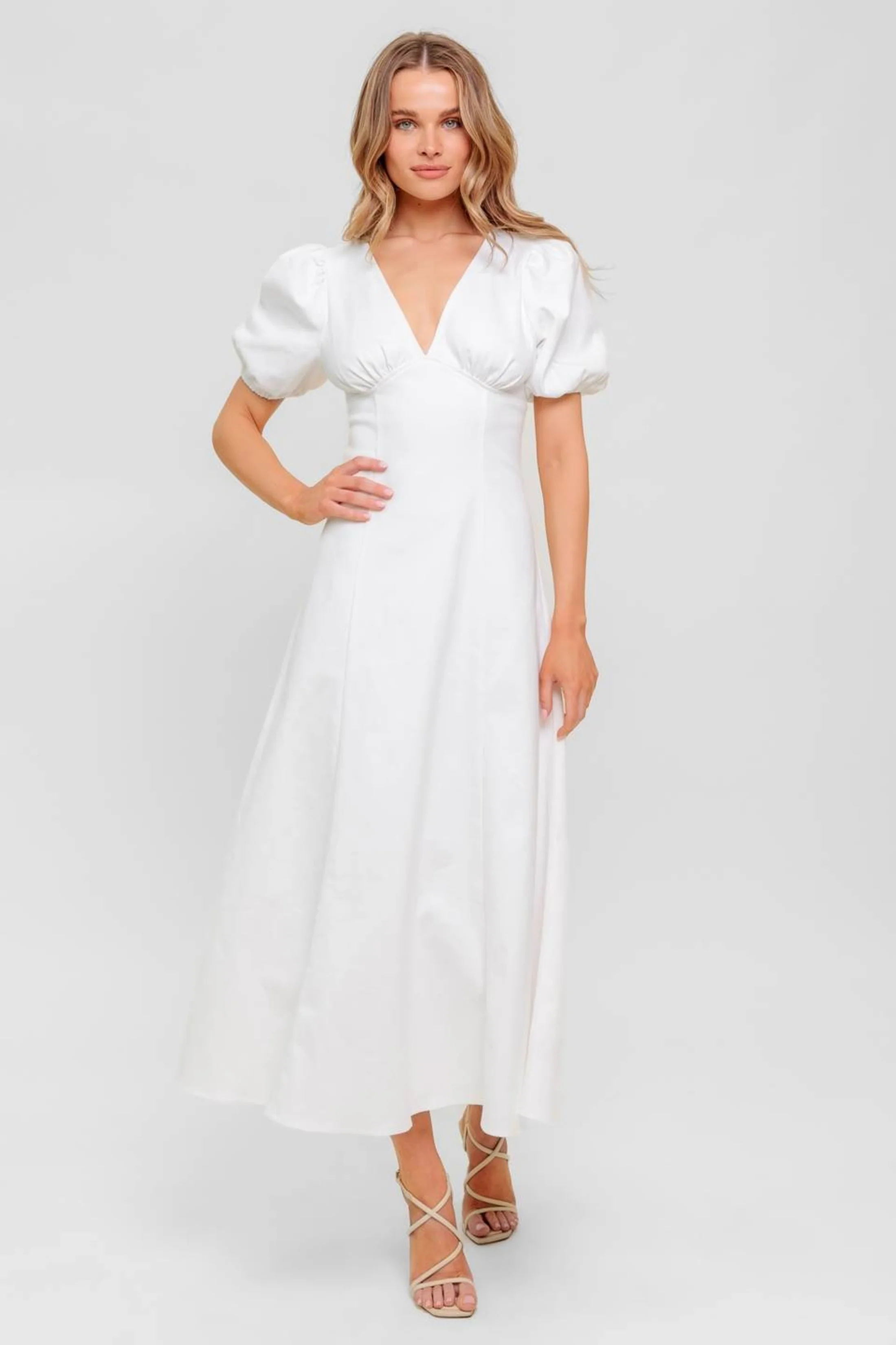 Image of Cassie Puff Sleeve Midi Dress