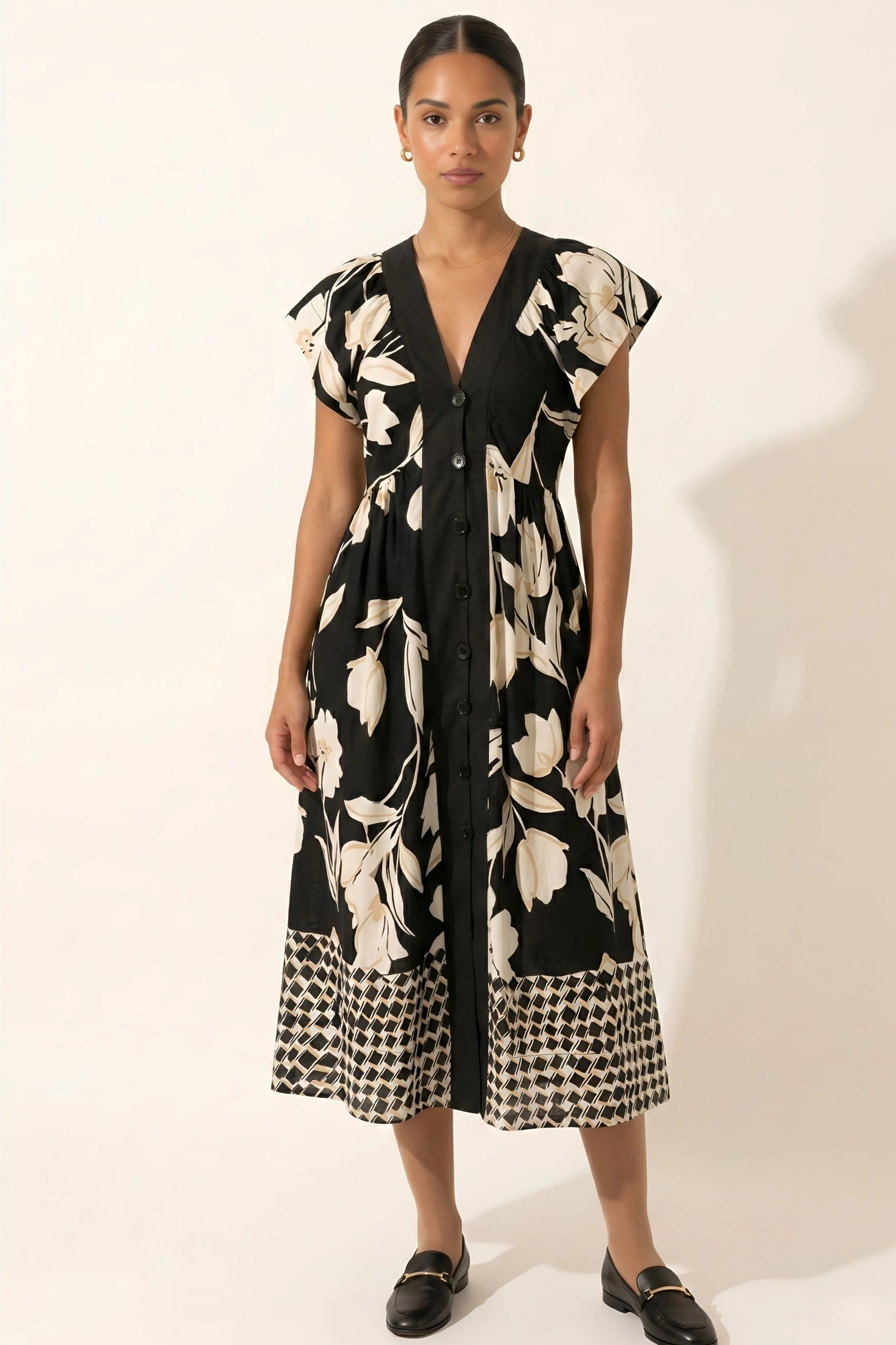 Image of Katie V Neck Floral Dress