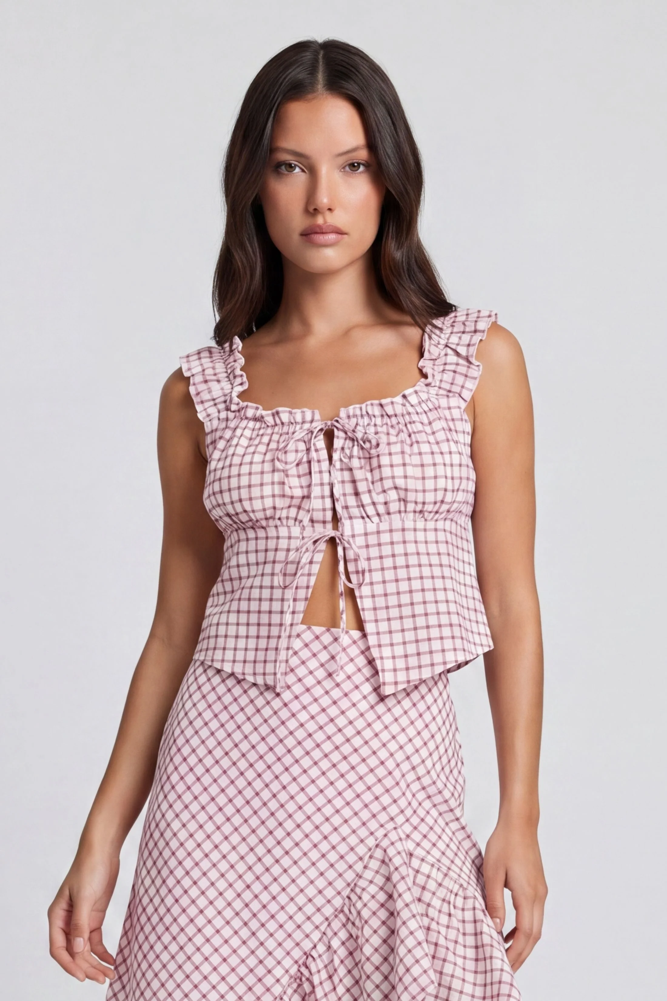 Image of Annaston Lace Up Ruffle Top
