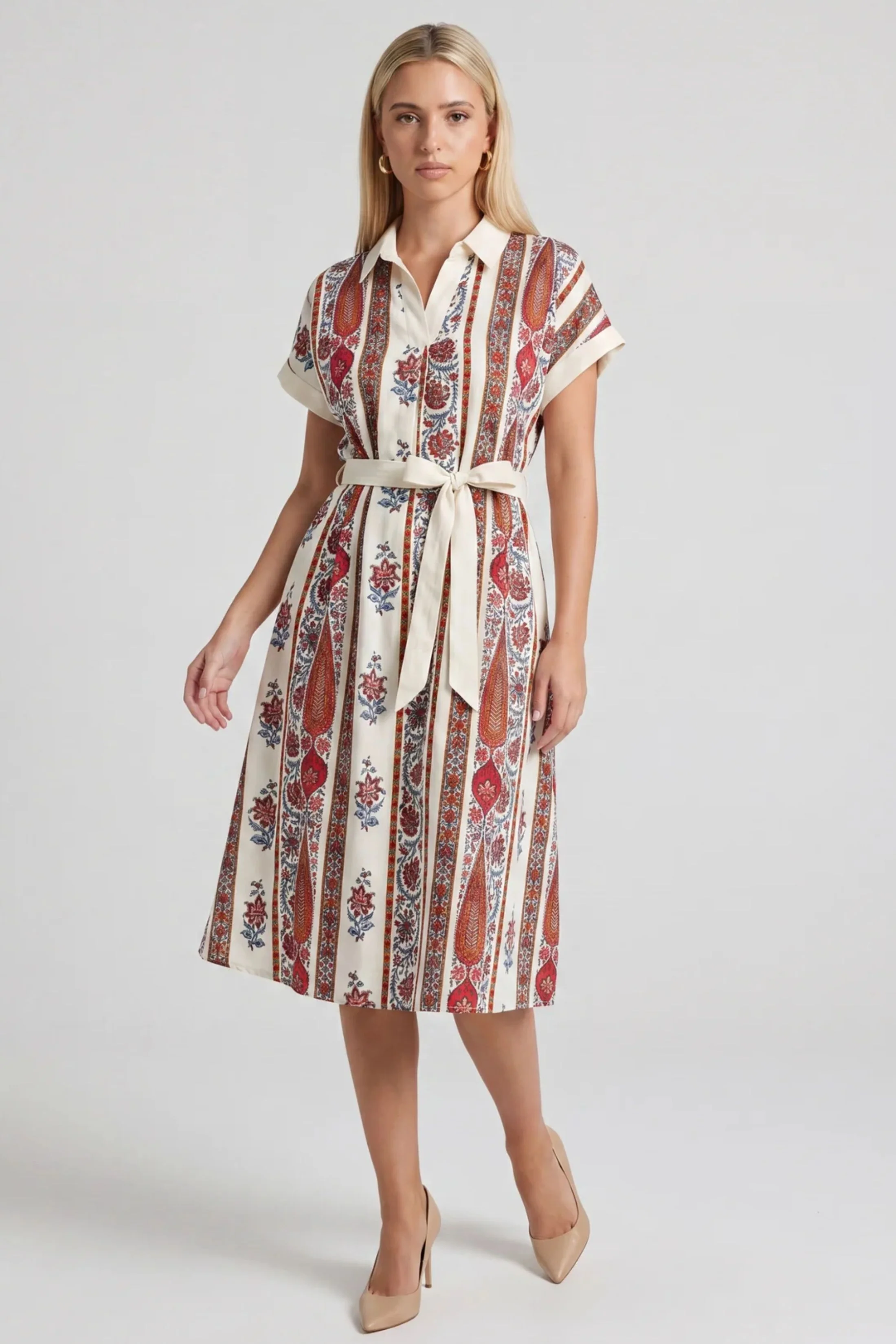 Image of Ciara Front Pleated Midi Dress