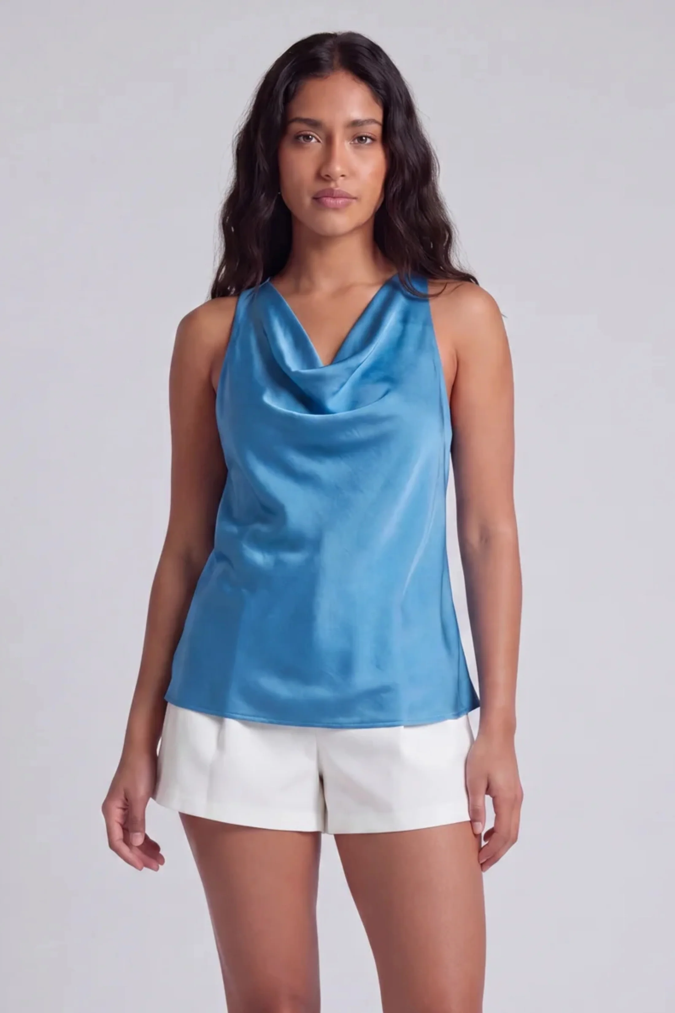 Image of Harley Draped Neckline Sleeveless Top