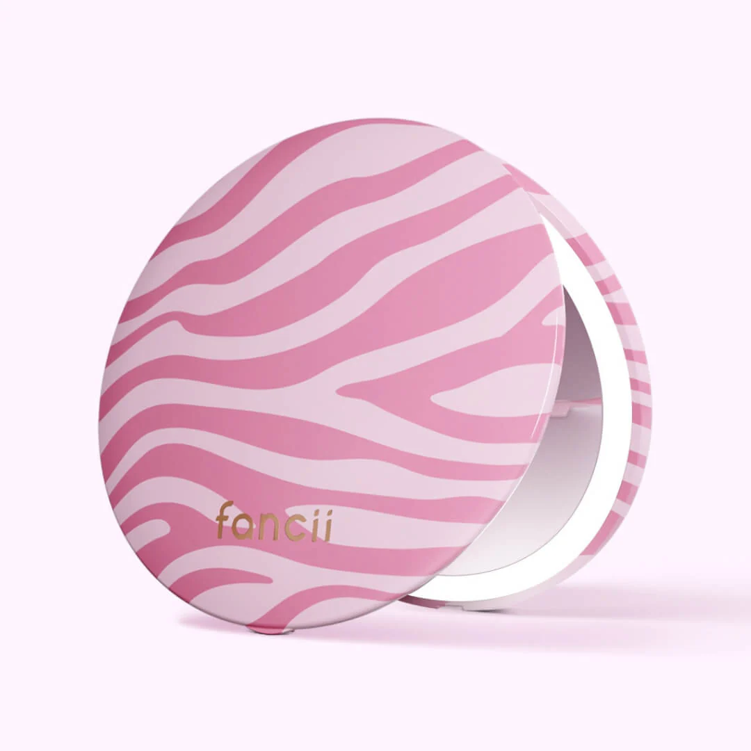 Image of Mini Taylor LED Compact Mirror | Blush Zebra