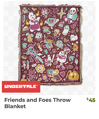 Friends and Foes Throw Blanket is back in stock at Fangamer.com