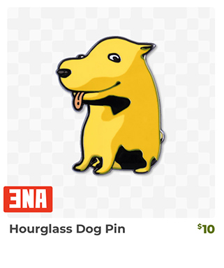 Hourglass Dog Pin is back in stock at Fangamer.com