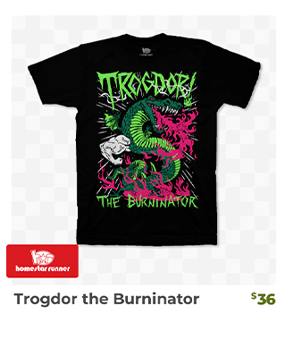 Trogdor the Burninator T-shirt is back in stock at Fangamer.com