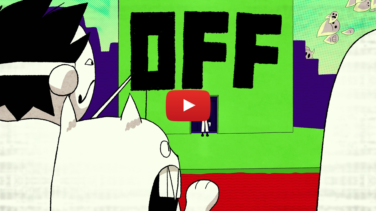Thumbnail of video on YouTube showing an animated Zacharie and The Judge riding a pedalo and looking at something in the distance.
