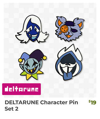 DELTARUNE Character Pin Set 2 are back in stock at Fangamer.com