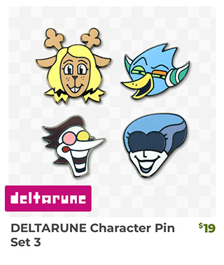 DELTARUNE Character Pin Set 3 is back in stock at Fangamer.com