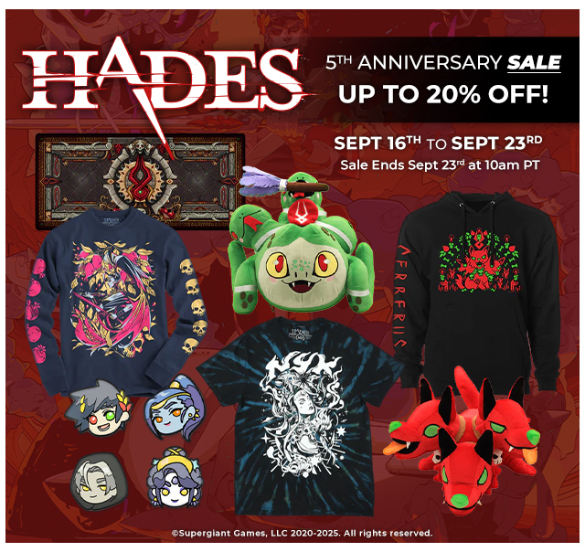 HADES Collection is on sale now through Semptember 23rd at Fangamer.com