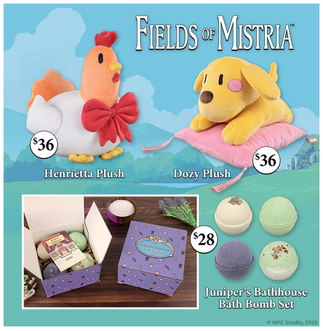New Fields of Mistria merch is available at Fangamer.com