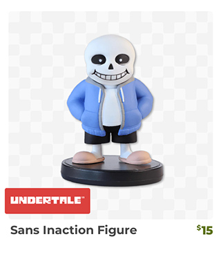 Undertale Sans Inaction Figure is back in stock at Fangamer.com