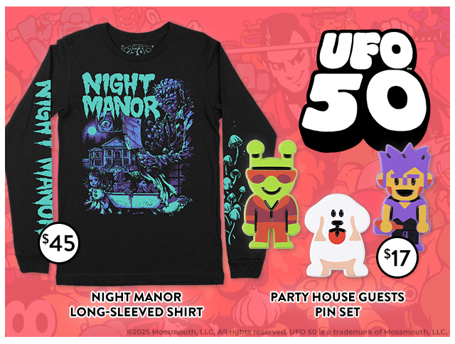 New UFO 50  merch is available at Fangamer.com