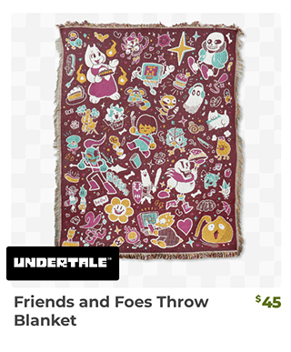 Friends and Foes Throw Blanket is back in stock at Fangamer.com