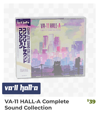 VA-11 HALL-A Complete Sound Collection CD is back in stock at Fangamer.com