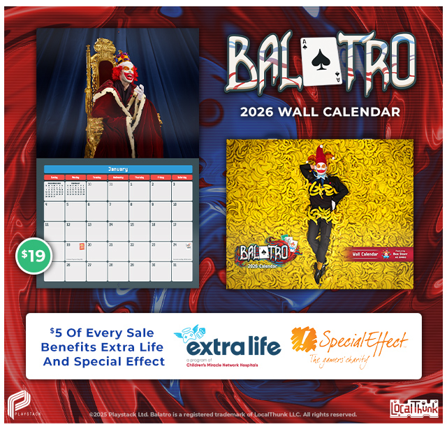 New 2026 Balatro Calendar is available at Fangamer.com