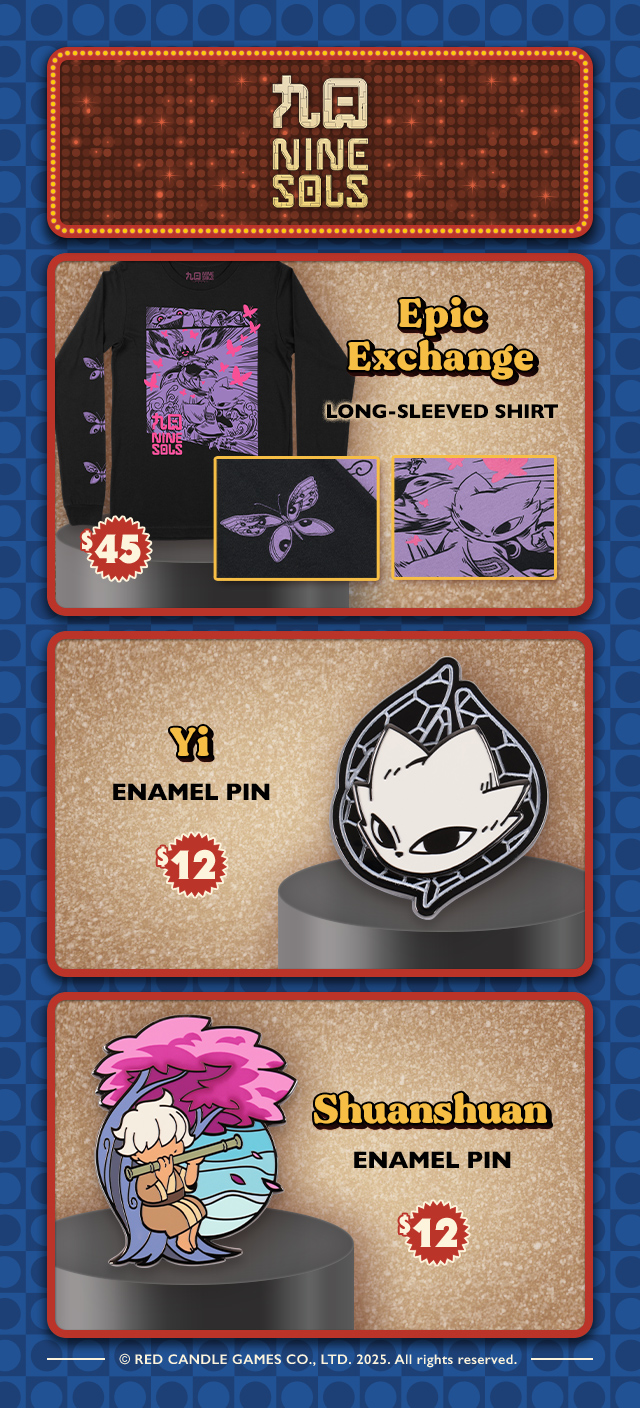 New Nine Sols merch is available at fangamer.com