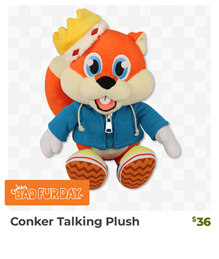 Conker Talking Plush is back in stock at fangamer.com