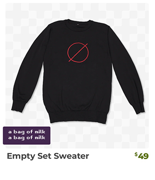 Empty Set Sweater is back in stock at fangamer.com