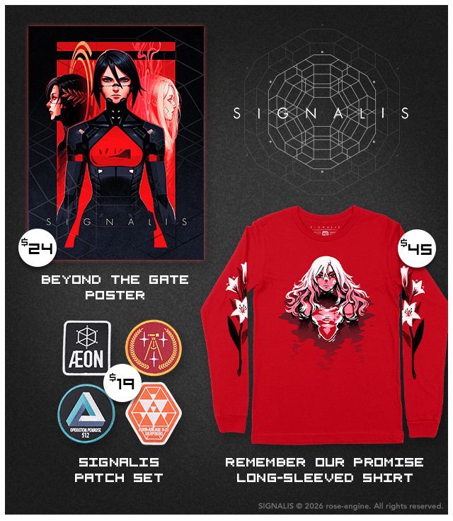 New SIGNALIS merch available at fangamer.com
