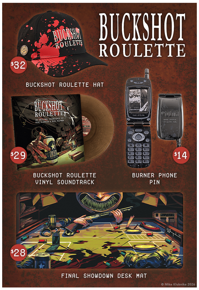 New Buckshot Roulette merch available at fangamer.com