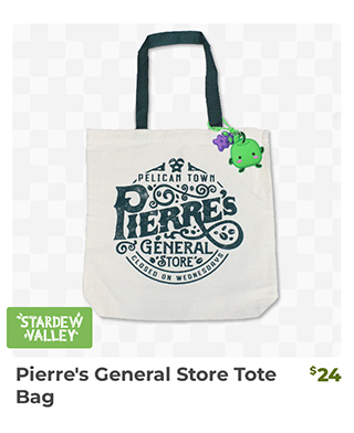 Pierre's General Store Totebag is back in stock at fangamer.com