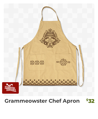 Grammeowster Chef Apron is back in stock at fangamer.com