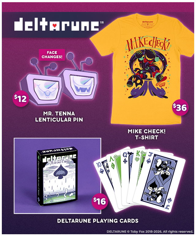 New Deltarune merch available at fangamer.com