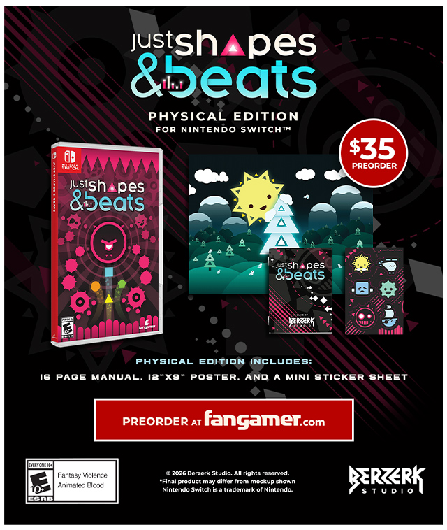 New Just Shapes & Beats  merch available at fangamer.com