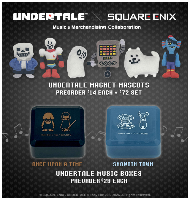 New UNDERTALE x SQUARE ENIX merch available at fangamer.com