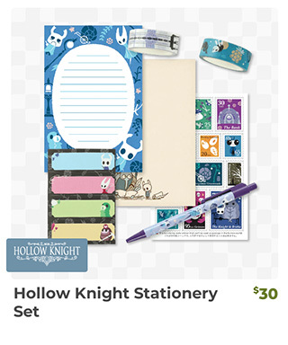 Hollow Knight Stationery Set is back in stock at fangamer.com